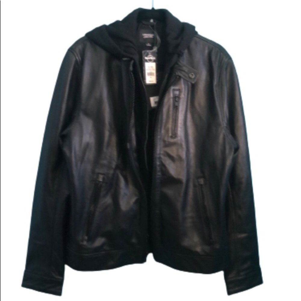 LAMARQUE MENS BIKER JACKET WITH REMOVABLE HOOD•SLAYER•sz M•NWT